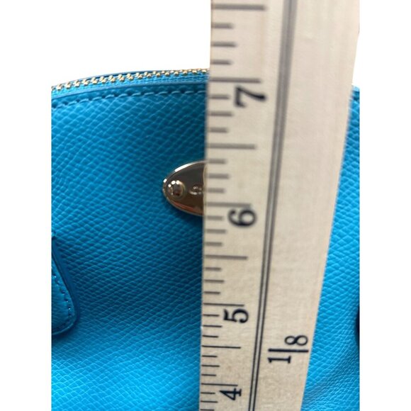 Coach Mini Turquoise Leather Crossbody Bag With Adjustable Strap & Zip Closure - Picture 3 of 11